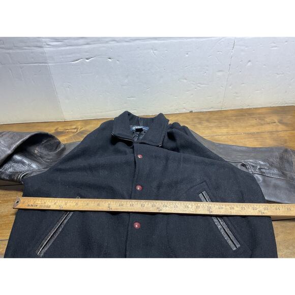 VTG 90s POLO RALPH LAUREN VARSITY JACKET WOOL LEATHER BLACK LETTERMAN MENS XL - Picture 8 of 16